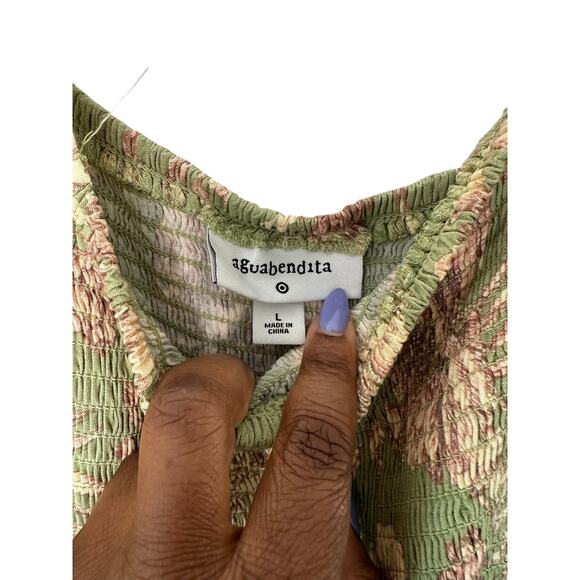 Agua Bendita Target Smocked Tiered Romantic Floral Tile Puff Sleeve Dress Large - Picture 3 of 13